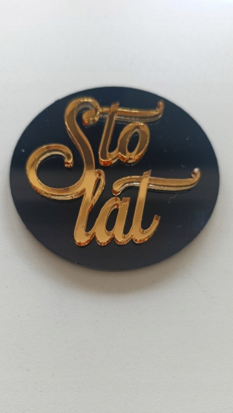 Kółko plexi Sto lat , topper na bok tortu , Bento cake, lustrzany złoty Kółko plexi Sto lat , topper na bok tortu , Bento cake, lustrzany złoty