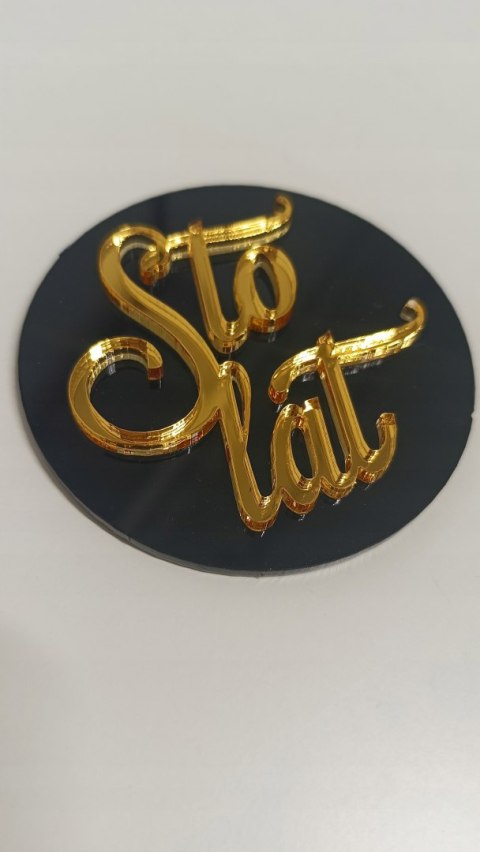 Kółko plexi Sto lat , topper na bok tortu , Bento cake, lustrzany złoty Kółko plexi Sto lat , topper na bok tortu , Bento cake, lustrzany złoty