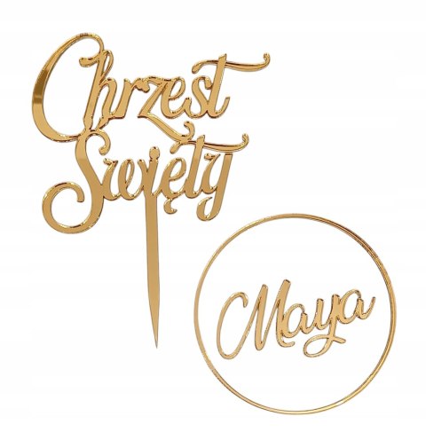 Topper Chrzest święty , plexi lustrzana złoty , chrzest , tort dekoracje