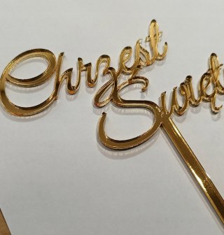 Topper Chrzest święty , plexi lustrzana złoty , chrzest , tort dekoracje