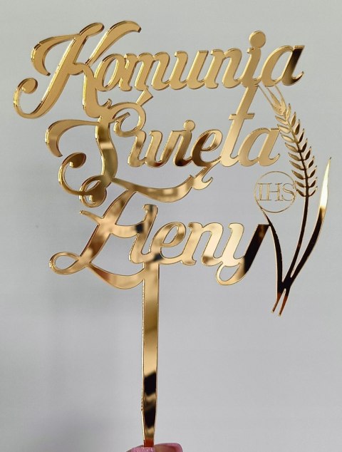 Topper Pierwsza komunia Święta napis plexi , kłos hostia imię pleksa lustrz Topper Pierwsza komunia Święta napis plexi , kłos hostia imię pleksa lustrz