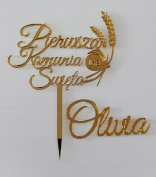Topper Pierwsza komunia Święta napis plexi