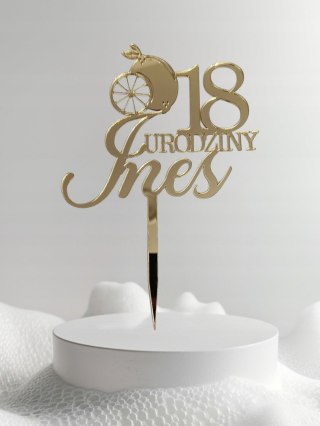 Topper na tort dekoracja plexi lustrzana cytrynka , topper z cytryną imię