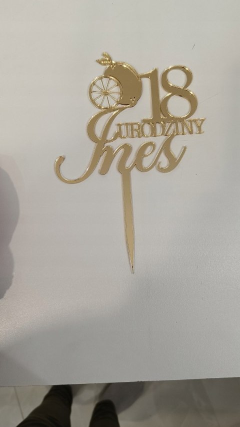Topper na tort dekoracja plexi lustrzana cytrynka , topper z cytryną imię
