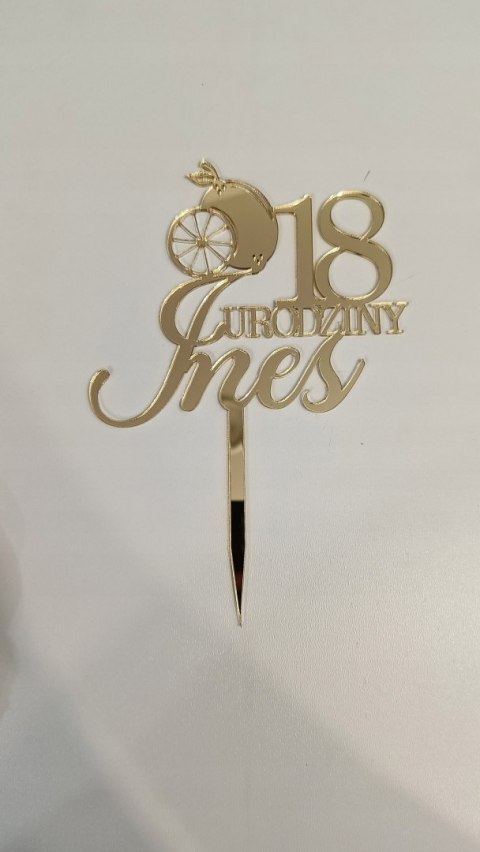 Topper na tort dekoracja plexi lustrzana cytrynka , topper z cytryną imię