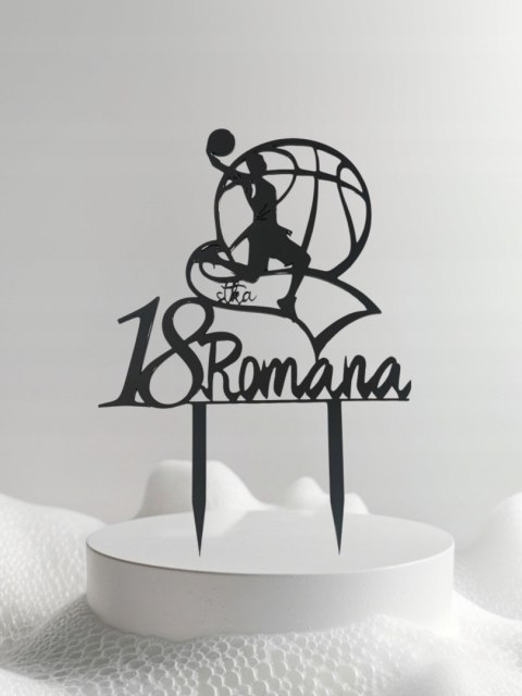 Topper na tort urodzinowy koszykarz koszykówka imię cyfra