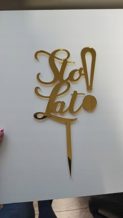 Topper na tort urodzinowy, sto lat , dekoracja pleksa złota lustrzana tort