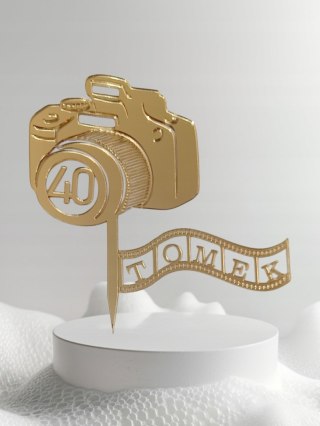 Topper na tort urodzinowy tort fotograf aparat fotograficzny klisza