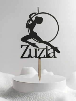 Topper na tort urodziny akrobatka z obręczą serial hoop imię