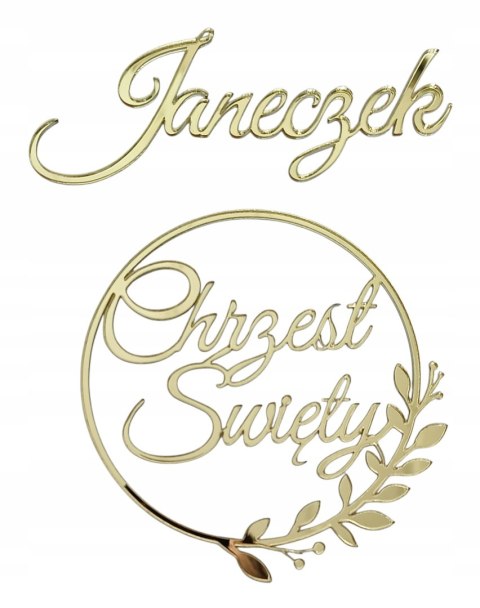 Topper Chrzest święty , plexi lustrzana złoty , chrzest , tort dekoracje