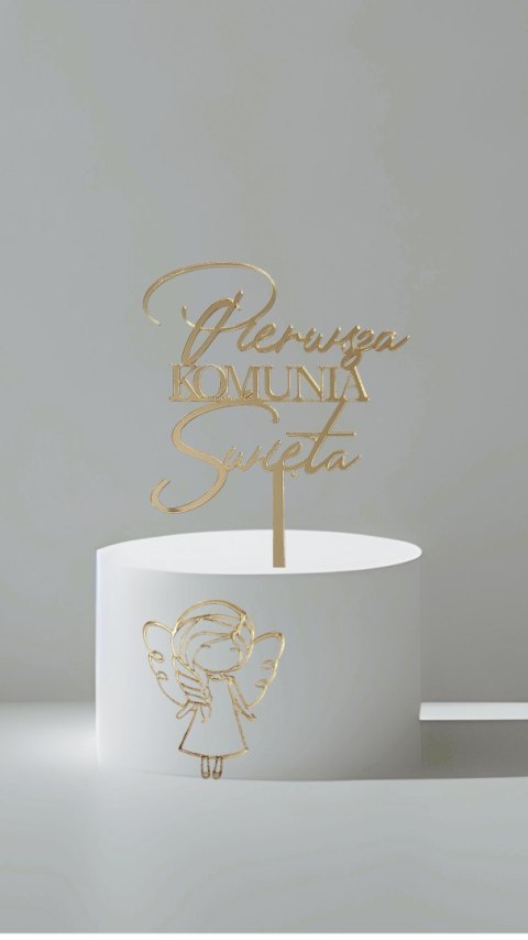 Topper Pierwsza komunia Święta napis plexi tort komunia