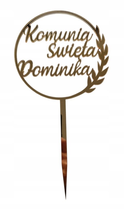 Topper Pierwsza komunia Święta plexi w kole tort na komunię imię złoty