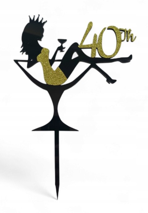 Topper na tort urodzinowy, kobieta, topper na tort, kobieta w kieliszku